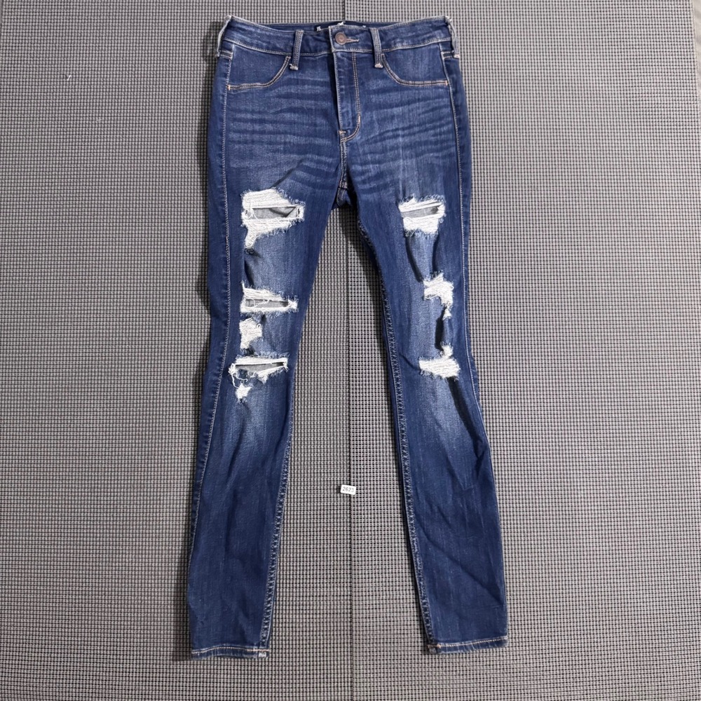 Hollister Womens Mid-Rise Jean Leggings Dark Wash Distressed Size 3S